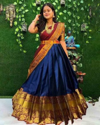 Peacock Woven A-Line Lehenga Choli Set