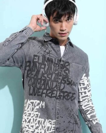 Men Typographic Print Slim Fit Shirt