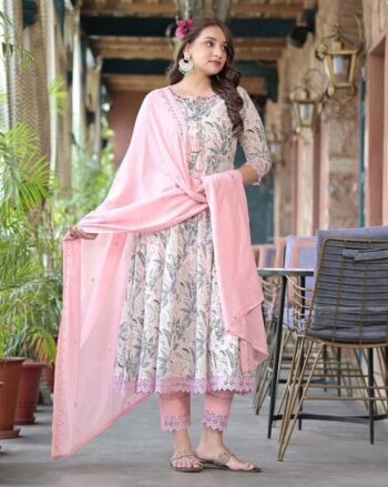 Women Embroidered Anarkali Kurta Suit Set