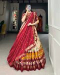 Women Ikat Print Flared Lehenga Choli Set