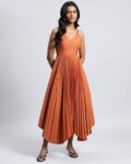 Strappy Pleated Fit & Flare Dress