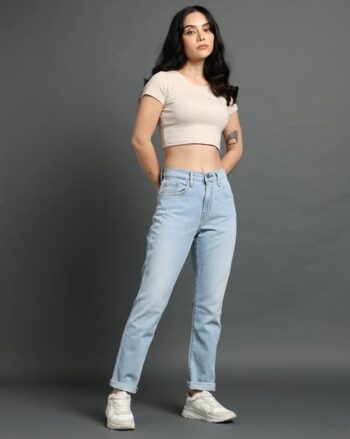 Women Lightly Washed High-Rise 724 Slim Straight Fit Jeans
