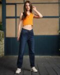 Women Lightly Washed High-Rise Loose Tapered Fit Jeans