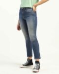 Women Mid-Wash High-Rise 724 Slim Straight Fit Jeans