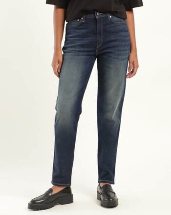 Women High Rise 80's New Mom Relaxed Tapered Fit Light Fade Stretchable Jeans