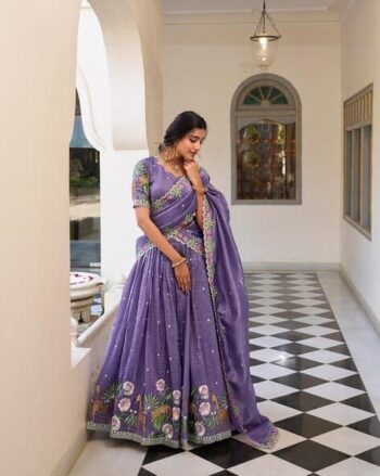 Women Satin Lehenga Choli Set