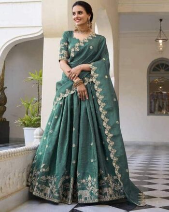 Women Satin Lehenga Choli Set