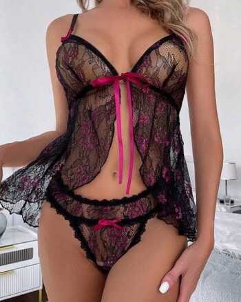 Women Lace Babydoll Set
