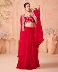 Women Embroidered & Embellished Lehenga Choli Set with Shrug