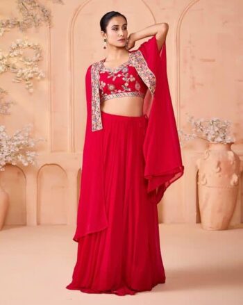 Women Embroidered & Embellished Lehenga Choli Set with Shrug