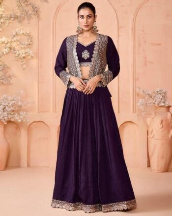Women Embellished Lehenga Choli Set with Shrug