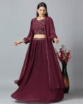 Women Embroidered Lehenga Choli Set with Shrug