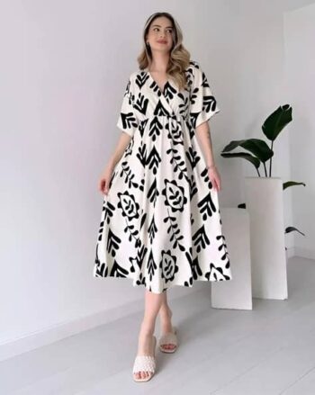 Women Leaf Print Fit & Flare Dress