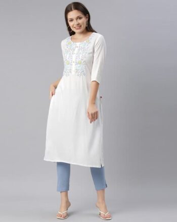 Floral Embroidered Straight Kurta