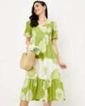 Women Floral Midi Tiered Dress