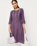 Women Embroidered Straight Kurta