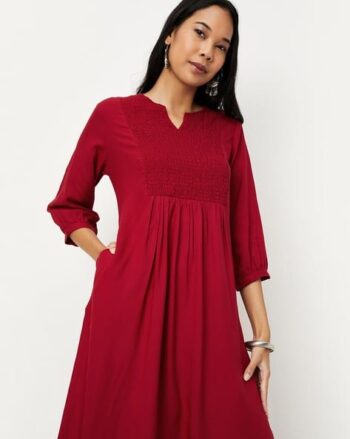 Women Smocked Straight Kurta