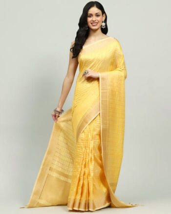 Women Striped Art Silk Saree with Tassels