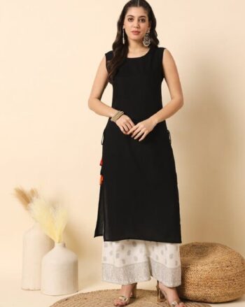 Women Straight Kurta with Tassels