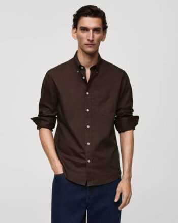 Men Shirt with Button-down Collar
