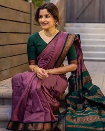 Women Kanjeevaram Saree with Contrast Border