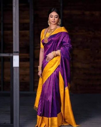 Paisley Woven Kanjeevaram Saree with Contrast Border