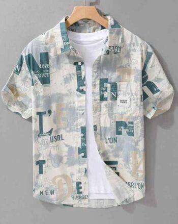 Men Regular Fit Shirt with Spread Collar