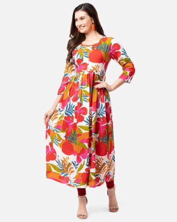 Women Floral Flared Kurta