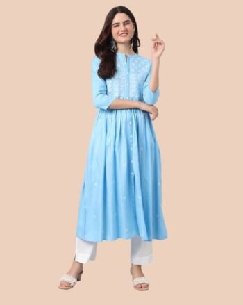 Women Embroidery Flared Kurta