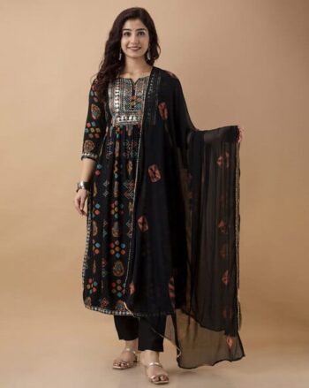 Women Embroidered Straight Kurta Set