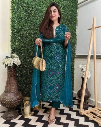 Women Floral Woven Straight Kurta with Pants & Dupatta
