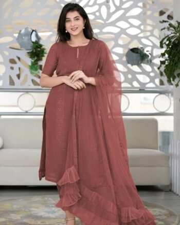 Women Embroidered Straight Kurta Suit Set