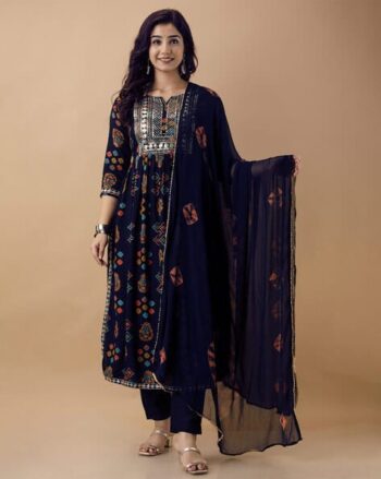 Women Embroidered Straight Kurta Set