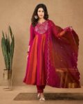 Women Floral Print Anarkali Kurta with Pants & Dupatta