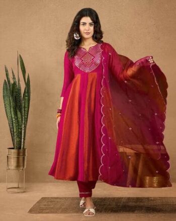 Women Floral Print Anarkali Kurta with Pants & Dupatta