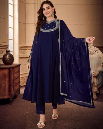 Women Embroidered Straight Kurta Set with Dupatta