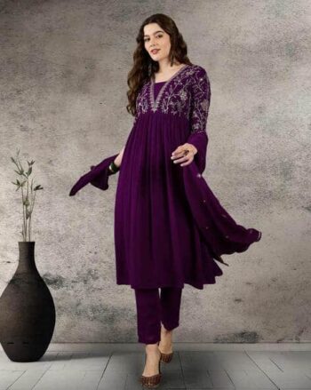 Women Embroidered A-Line Kurta Suit Set