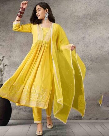 Women Floral Woven Straight Kurta with Pants & Dupatta