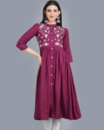 Women Embroidery Flared Kurta