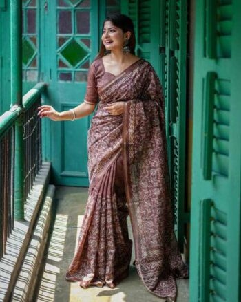 Women Embroidered Saree with Contrast Border