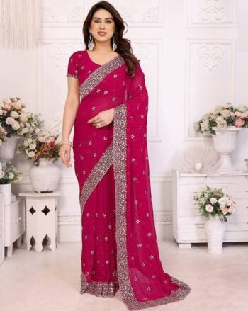 Women Embroidery Stone Work Saree