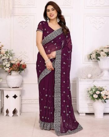 Women Embroidery Stone Work Saree