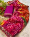 Women Bandhani Printed Georgette Saree