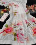 Women Floral Print Saree with Contrast Border