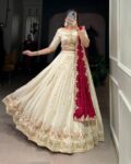 Women Embroidered Flared Lehenga Choli with Dupatta