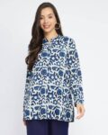 Women Cotton Dabu Floral Buttoned Top