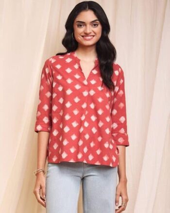 Women Geometric Print V-Neck Tunic