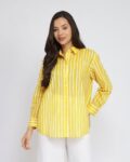 Women Cotton Striped Full Sleeves Shirt
