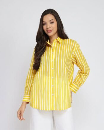 Women Cotton Striped Full Sleeves Shirt