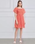 Floral Print Fit & Flare Smocked Dress